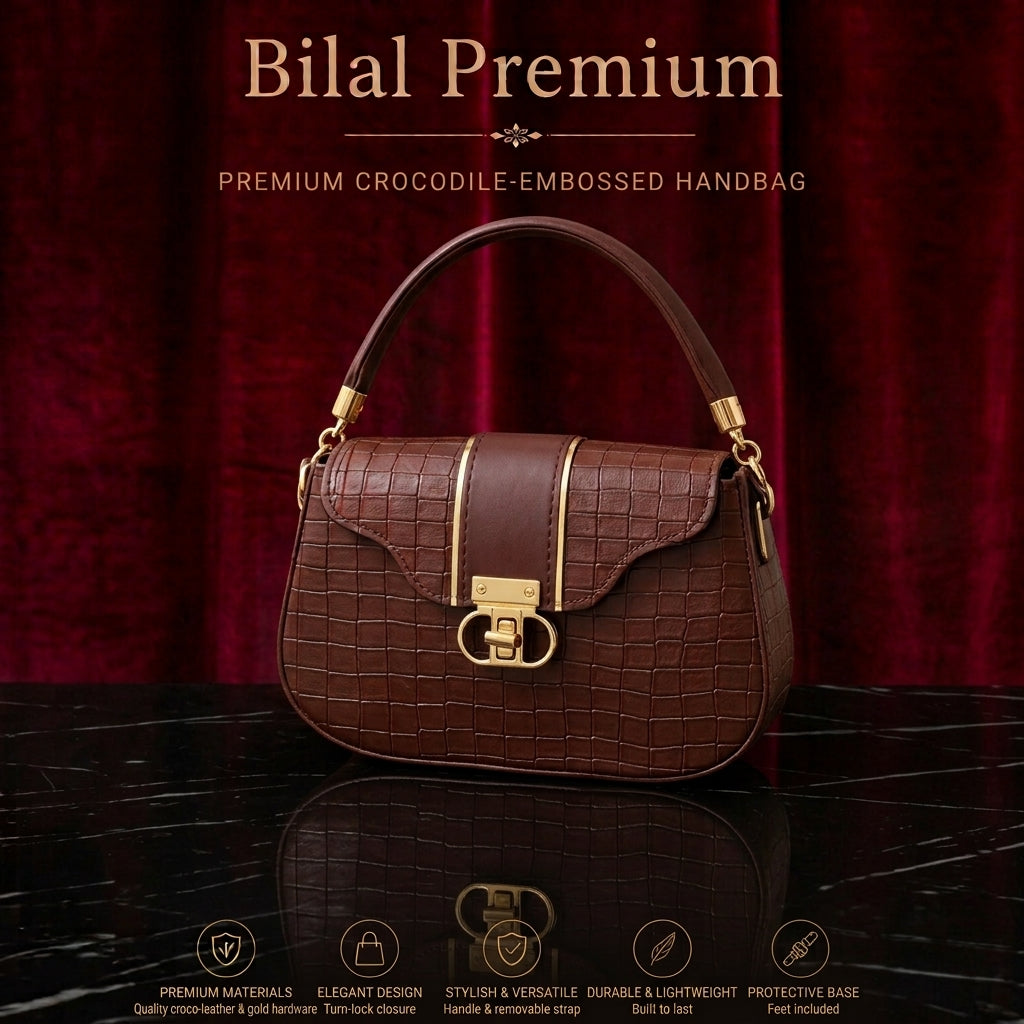 Bilal Premium | Premium Crocodile-Embossed Handbag