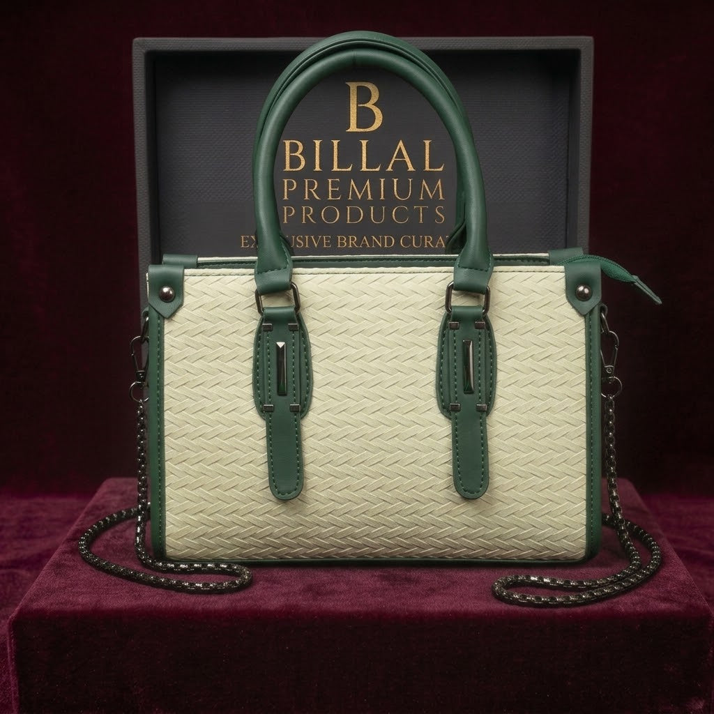 The Emerald Weave - Two-Tone Structured Tote