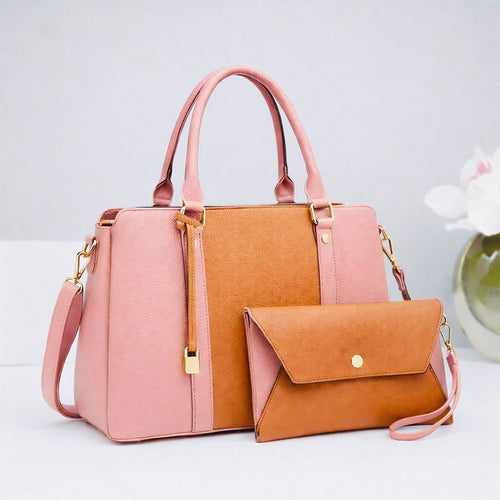 Bilal Premium | Dual-Tone Structured Tote & Clutch Set