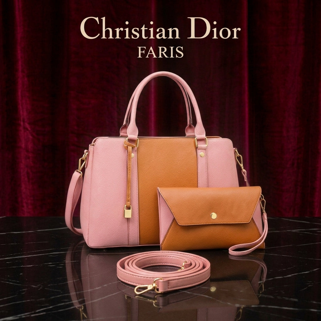 Bilal Premium | Dual-Tone Structured Tote & Clutch Set