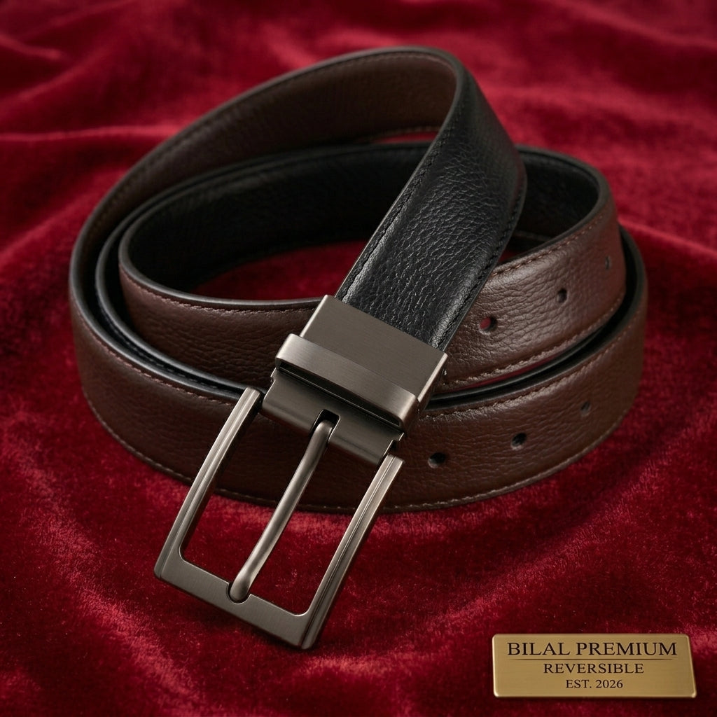 The Executive Dual - (Black/Brown) Reversible Genuine Leather Belt