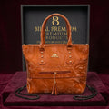 Elegant Marbled Amber Tote with Gold Hardware & Tassel